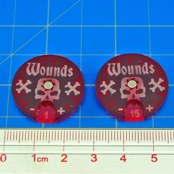 Wound Dials Numbered 0-15, Fluorescent Pink & Translucent Red (Gothic) (2)