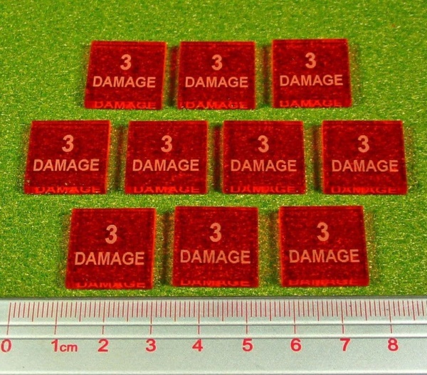 3-Damage Tokens, Fluorescent Amber (10)