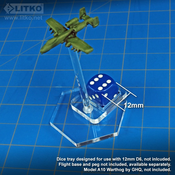 Flight Stand Dice Tray for 12mm D6, Clear (10) - SPECIAL ORDER!