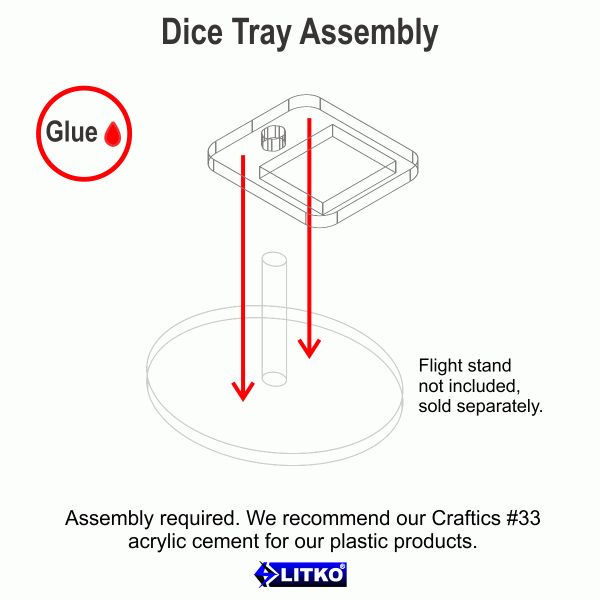 Flight Stand Dice Tray for 12mm D6, Clear (10) - SPECIAL ORDER!