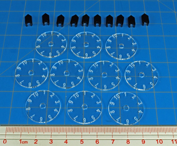 Standard Flight Stand Dials #1-10 with Pointers (10) - SPECIAL ORDER!