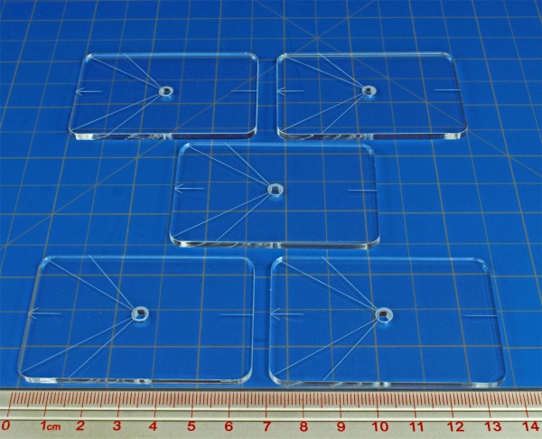 Flight Bases, 44x67mm (Round Corners), Dual Arc etching, 3mm hole, Clear (5) - SPECIAL ORDER!