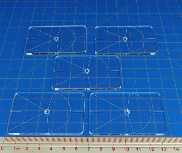 Flight Bases, 44x67mm (Round Corners), Allied Arc etching, 3mm hole, Clear (5) - SPECIAL ORDER!