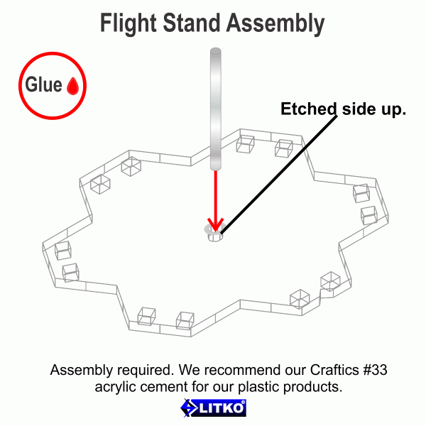 Lrg Ship Flight Stands, Battleship Galaxies, 1.5'' Peg, Clear (3) - SPECIAL ORDER!