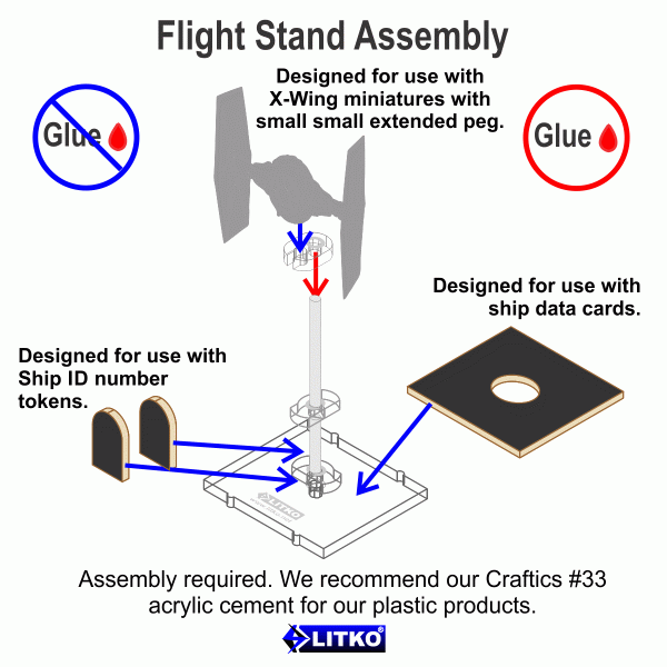 Space Fighter Deluxe Flight Stand (Standard Ship), Clear - SPECIAL ORDER!