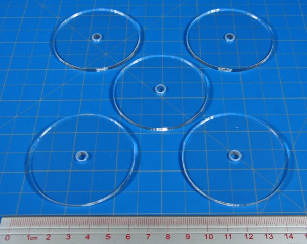 Heavy Duty Flight Bases, Circular, 60mm, 3mm Clear (5) - SPECIAL ORDER!