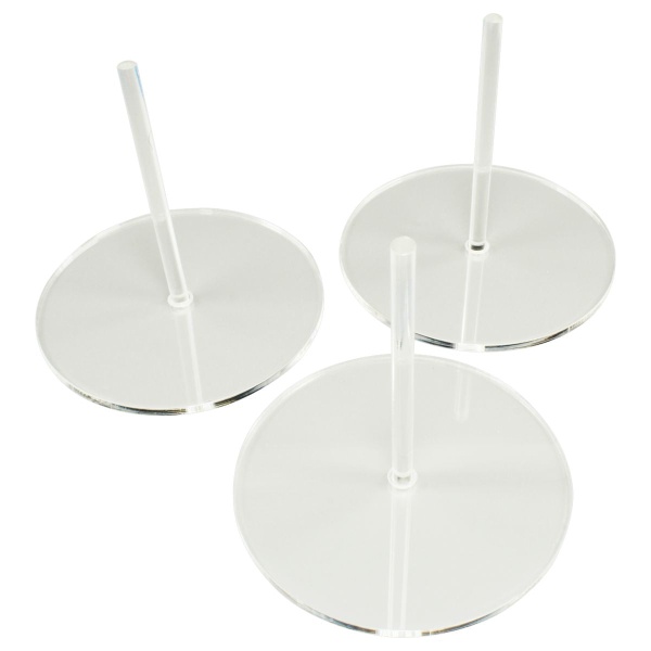 80mm Circle Flight Stands with 3'' HD pegs, 3mm Clear (3) - SPECIAL ORDER!