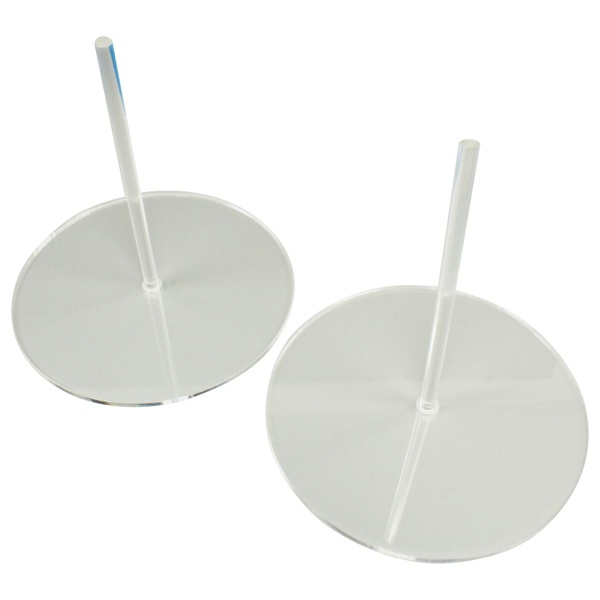 100mm Circle Flight Stands with 4'' HD pegs, 3mm Clear (2) - SPECIAL ORDER!