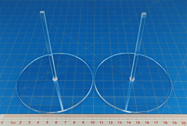 100mm Circle Flight Stands with 4'' HD pegs, 3mm Clear (2) - SPECIAL ORDER!