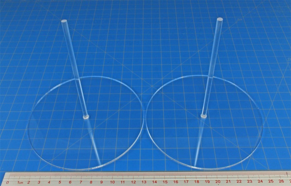 130mm Circle Flight Stands with 5'' HD pegs, 3mm Clear (2) - SPECIAL ORDER!