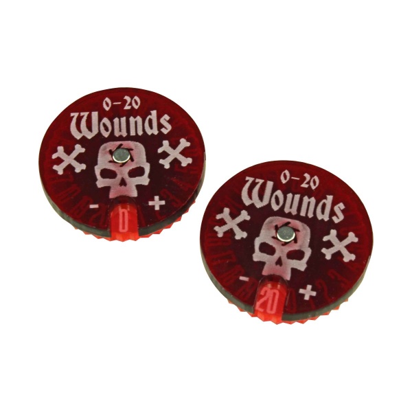 Wound Dials Numbered 0-20, Fluorescent Pink & Translucent Red (Gothic) (2) - SPECIAL ORDER!