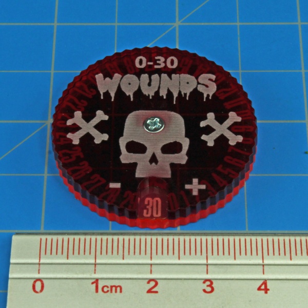 Wound Dial Numbered 0-30, Fluorescent Pink & Translucent Red - SPECIAL ORDER!