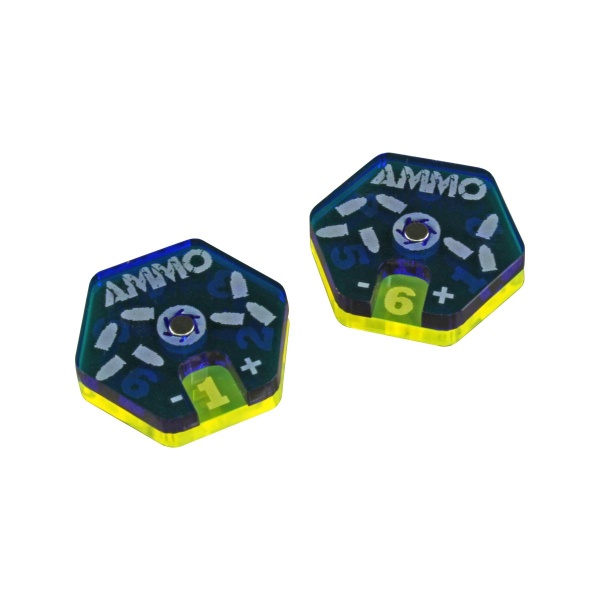 Ammo Dials, Gaslands, Translucent Blue & Fluorescent Yellow (2) - SPECIAL ORDER!