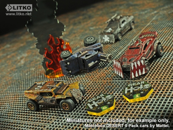 Gear Dials, Gaslands, Translucent Grey & Fluorescent Yellow (2) - SPECIAL ORDER!