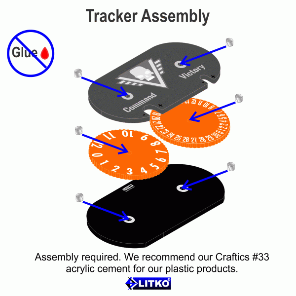 Command & Victory Point Tracker, WH: KT, Fluor. Orange & Translucent Grey - SPECIAL ORDER!