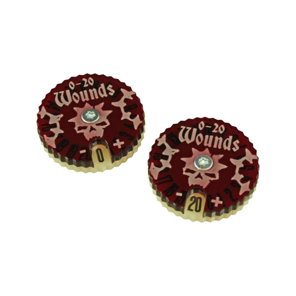 Wound Dials Numbered 0-20, War Cry, Translucent Red & Ivory (2) - SPECIAL ORDER!