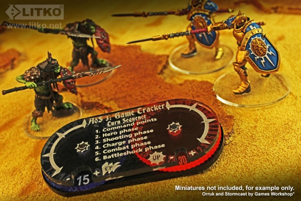 Command & Victory Point Tracker, AoS 3rd Ed, Fluorescent Blue & Pink - SPECIAL ORDER!