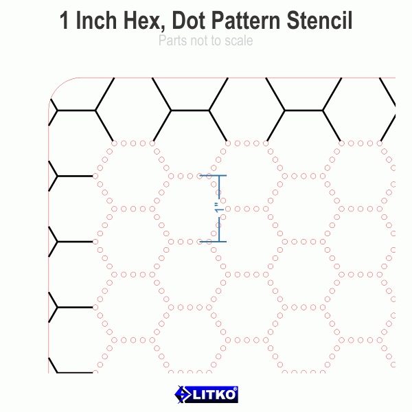 1'' Hex Grid Stencil, Dot Pattern - SPECIAL ORDER!