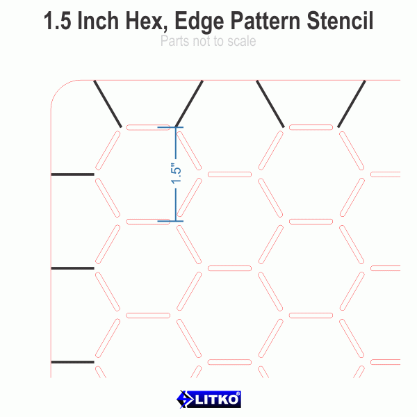 1.5'' Hex Grid Stencil, Edge Pattern - SPECIAL ORDER!