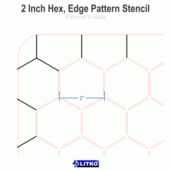 2'' Hex Grid Stencil, Edge Pattern - SPECIAL ORDER!