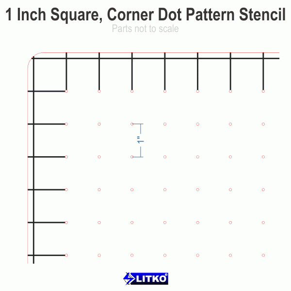 1'' Square Grid Stencil, Square Dot Pattern - SPECIAL ORDER!