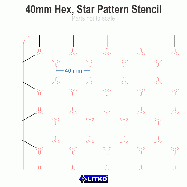 40mm Hex Grid Stencil, Star Pattern - SPECIAL ORDER!