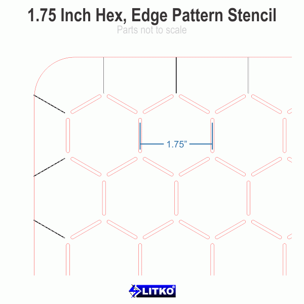 1.75'' Hex Grid Stencil, Edge Pattern - SPECIAL ORDER!