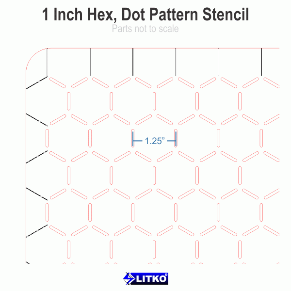 1.25'' Hex Grid Stencil, Edge Pattern - SPECIAL ORDER!