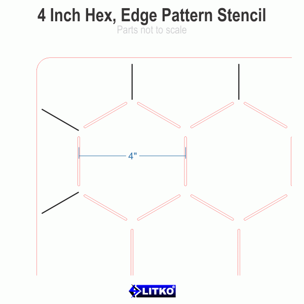 4'' Hex Grid Stencil, Edge Pattern - SPECIAL ORDER!