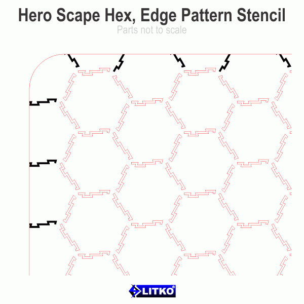 Hex Grid Stencil Compatible with Hero Scape, Edge Pattern - SPECIAL ORDER!