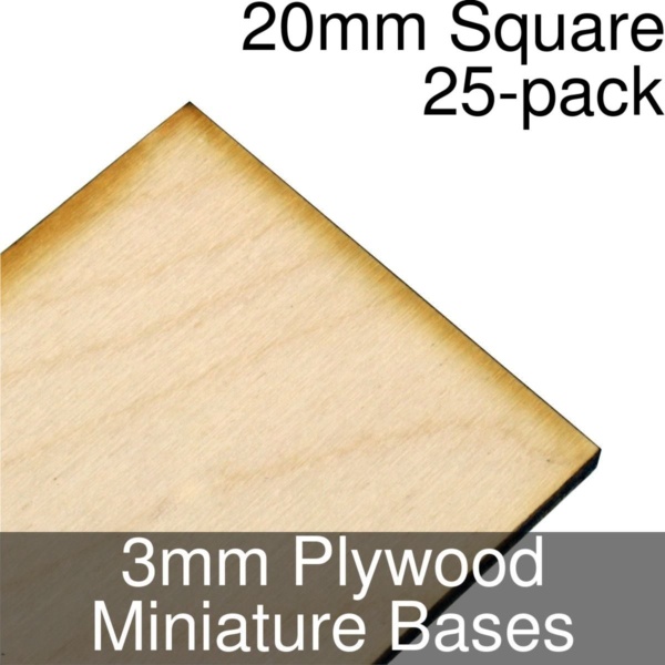 Miniature Bases, Square, 20mm, 3mm Plywood (25) - SPECIAL ORDER!