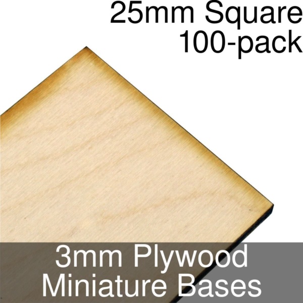 Miniature Bases, Square, 25mm, 3mm Plywood (10) - SPECIAL ORDER!