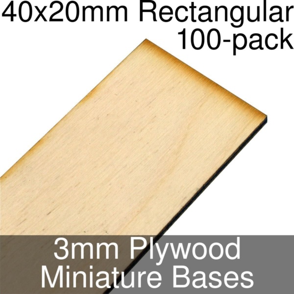 Miniature Bases, Rectangular, 40x20mm, 3mm Plywood (10) - SPECIAL ORDER!