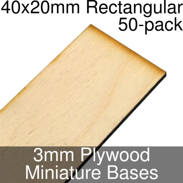 Miniature Bases, Rectangular, 40x20mm, 3mm Plywood (50) - SPECIAL ORDER!