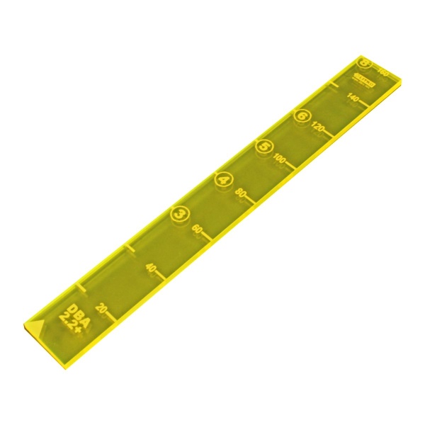 20mm MU Ruler, DBA 2.2+, Fluorescent Yellow - SPECIAL ORDER!