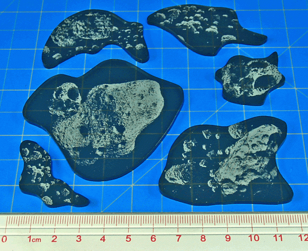 Space Fighter Asteroid Template Set #2, Translucent Grey (6) - SPECIAL ORDER!