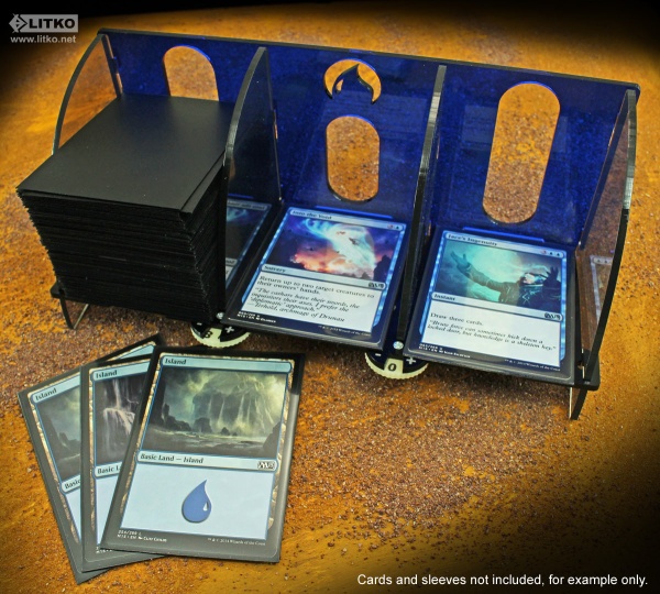 Card Deck Tray with Life Count Dials, MtG, Blue - SPECIAL ORDER!