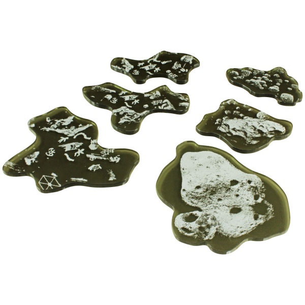 Space Fighter 2nd Ed Asteroid & Debris Templates, Translucent Grey (6) - SPECIAL ORDER!