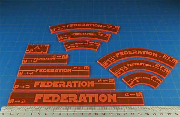 Space Fighter 2nd Ed Federation Maneuver Gauge Set, Fluorescent Orange (11) - SPECIAL ORDER!