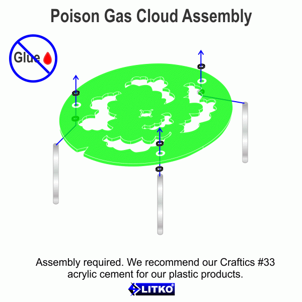 100mm/4'' Elevated Poison Gas Cloud Template, Fluorescent Green - SPECIAL ORDER!