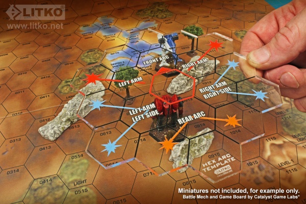 Premium Printed Mecha Hex Map Fire Arc Template - SPECIAL ORDER!