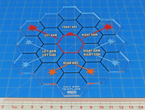 Premium Printed Mecha Hex Map Fire Arc Template - SPECIAL ORDER!