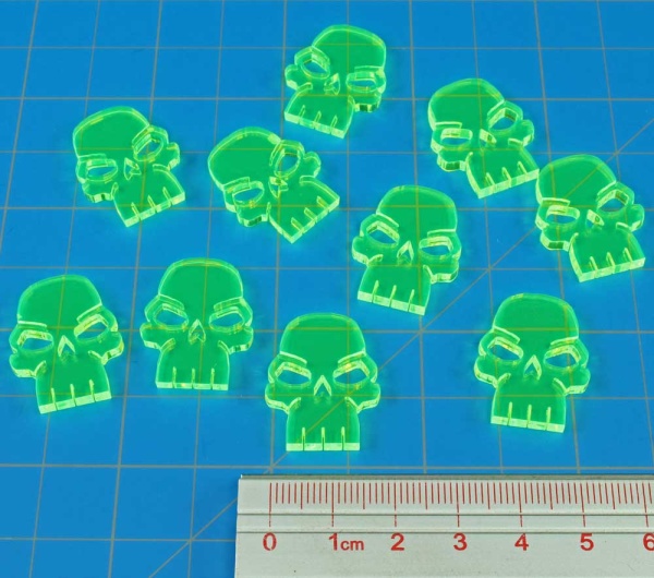 Skull Tokens, Fluorescent Green (10)