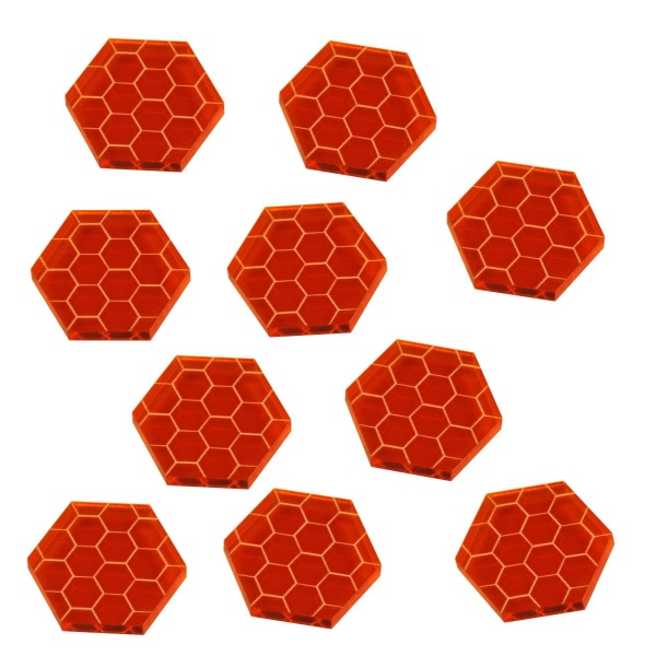 Space Shield Tokens, Fluorescent Amber (10)