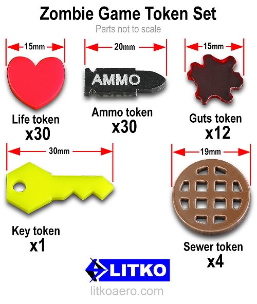 Zombie Game Token Set, Multi-Color (77) - SPECIAL ORDER!