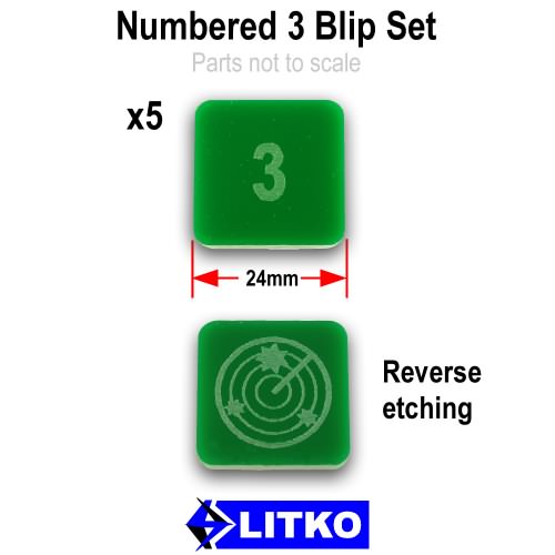 Numbered 3 Blip Set, Green (5) - SPECIAL ORDER!