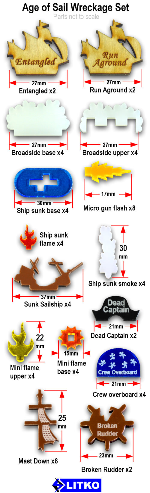 Age of Sail Wreckage Set, Multi-Color (36) - SPECIAL ORDER!