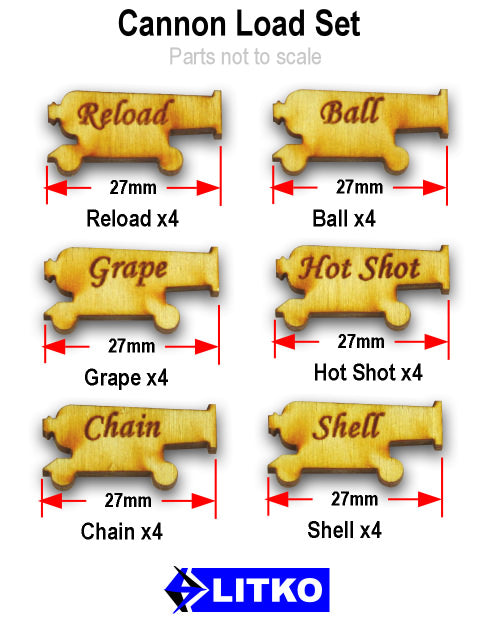 Cannon Reload Set, Natural Wood (24)