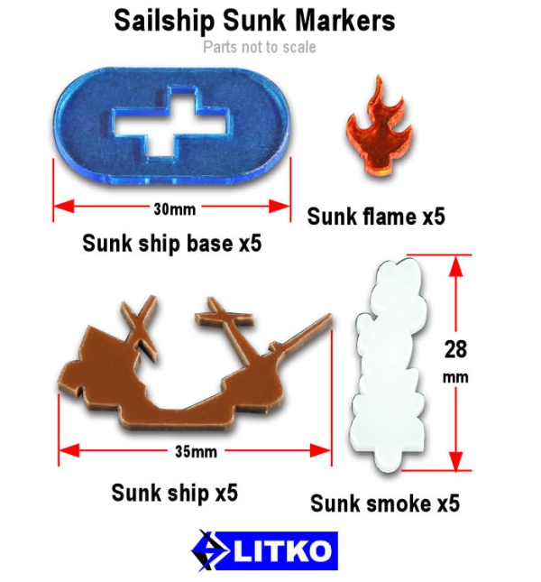 Sailship Sunk Markers (5) - SPECIAL ORDER!