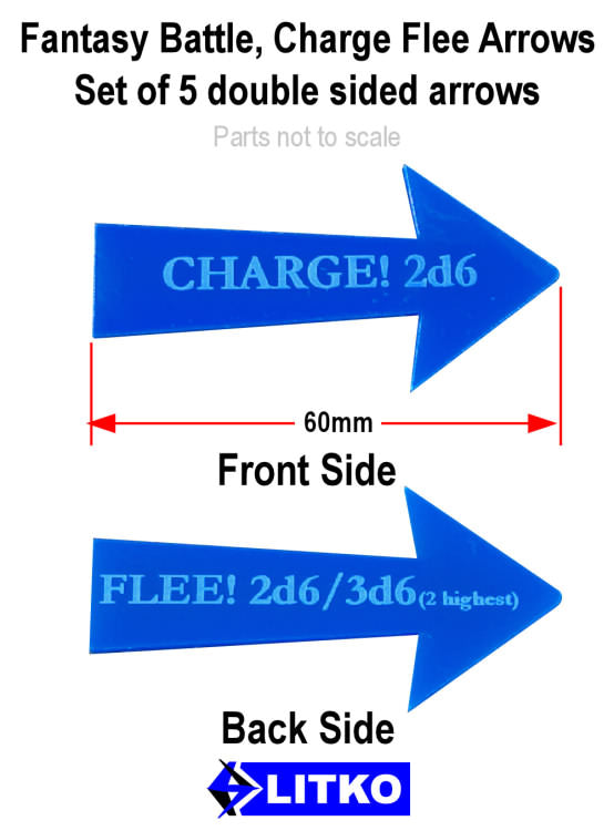 Fantasy Battle Charge Flee Arrows, Blue (5) - SPECIAL ORDER!